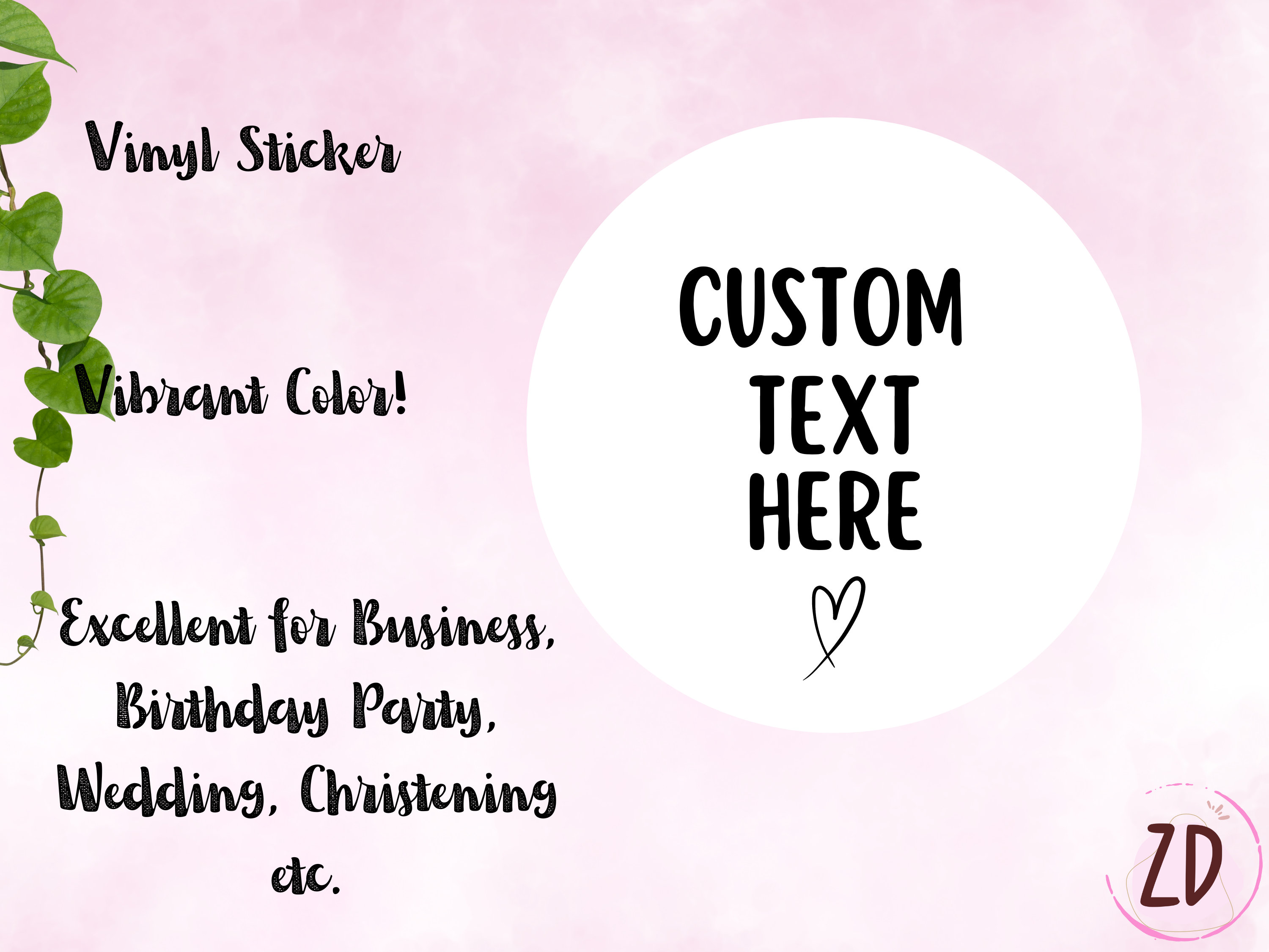 Personalized Business Sticker | Handmade Custom Favor Sticker, Cute Circle Custom Stickers for Wedding | Round Christening Stickers