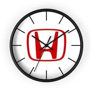 Horloge murale à logo Honda de 25 cm (10 po.) - Élégance intemporelle pour les amateurs de Honda, cadeau parfait pour les pilotes de course, les amateurs de voitures et les amateurs de Honda
