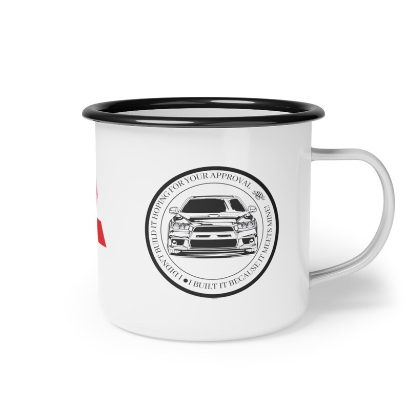 Mitsubishi Evolution X Enamel Camp Cup, Unique Camper Gift, Car