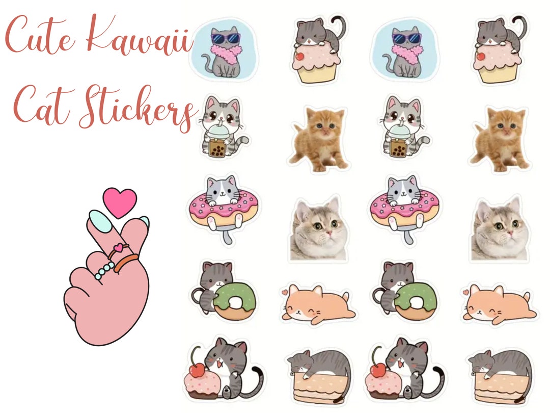 50pcs Cute Kawaii Cat Stickers for Water Bottles Laptop - Etsy