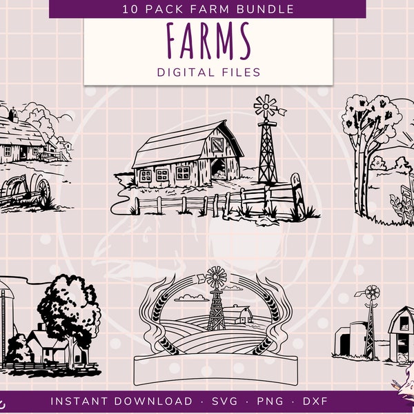 Farm SVG Bundle | 10 Pack | SET #1 | Svg Cut Files | svg-png-dxf | Farm Vectors | set of 10 Farm vectors