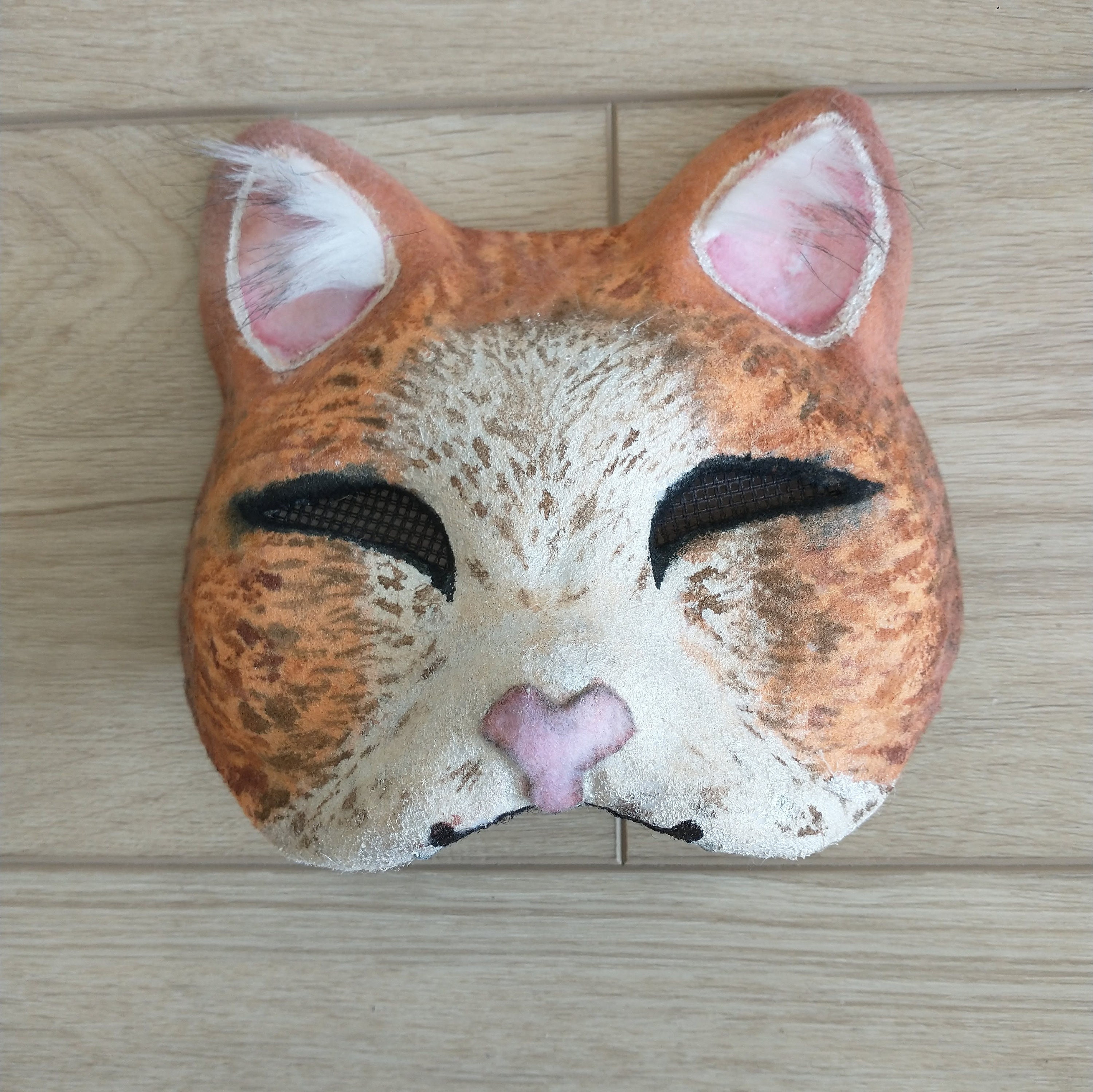 Hand Painted Felted Therian Cat Mask -  Denmark