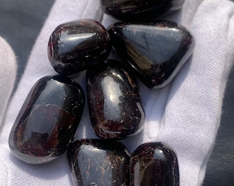 Garnet Tumbled Set of 7 - Natural Crystals for Passion, Vitality, and Grounding, Healing Gemstone Kit