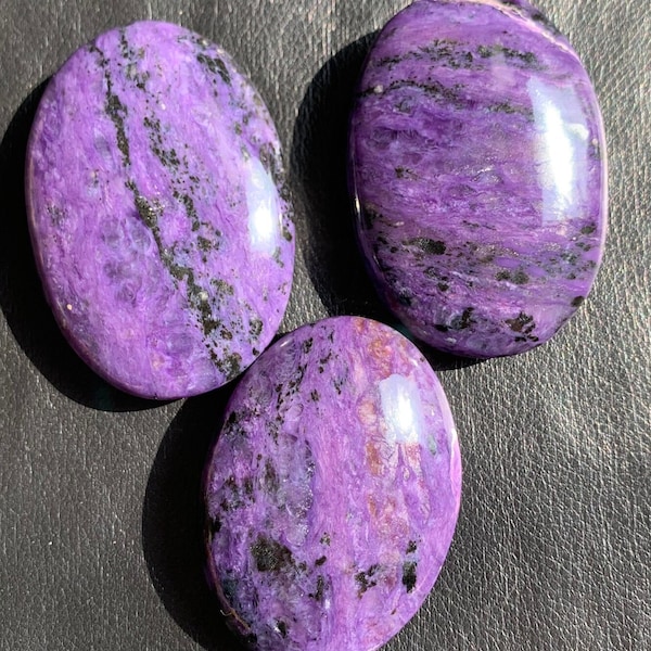 High-Quality Charoite Palmstones for Peace and Transformation, valentine gift
