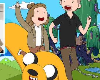 Adventure Time Custom Portrait Personalized Cartoon Drawing Poster from Photo Family Gift Keepsake (Digital File)