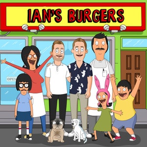 Bobs Burgers Portrait, Bobs Burgers Family Portrait, Bobs Burgers Custom Portrait, Father's Day Gift