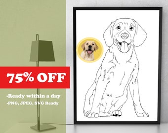 Pet Portrait, Dog Portrait, Pet Portrait, Minimal Pet Portrait, Line Pet Portrait, Commission Portrait, Printable Digital