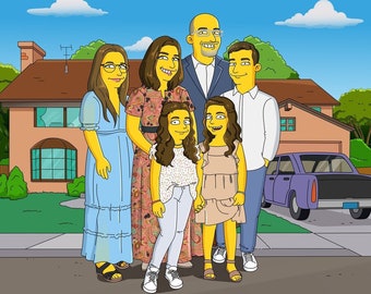 Simpsons Portrait, Custom Simpsons Portrait Gift, Turned Yellow Portrait, Best Family Portrait, Father&#39;s Day Gift