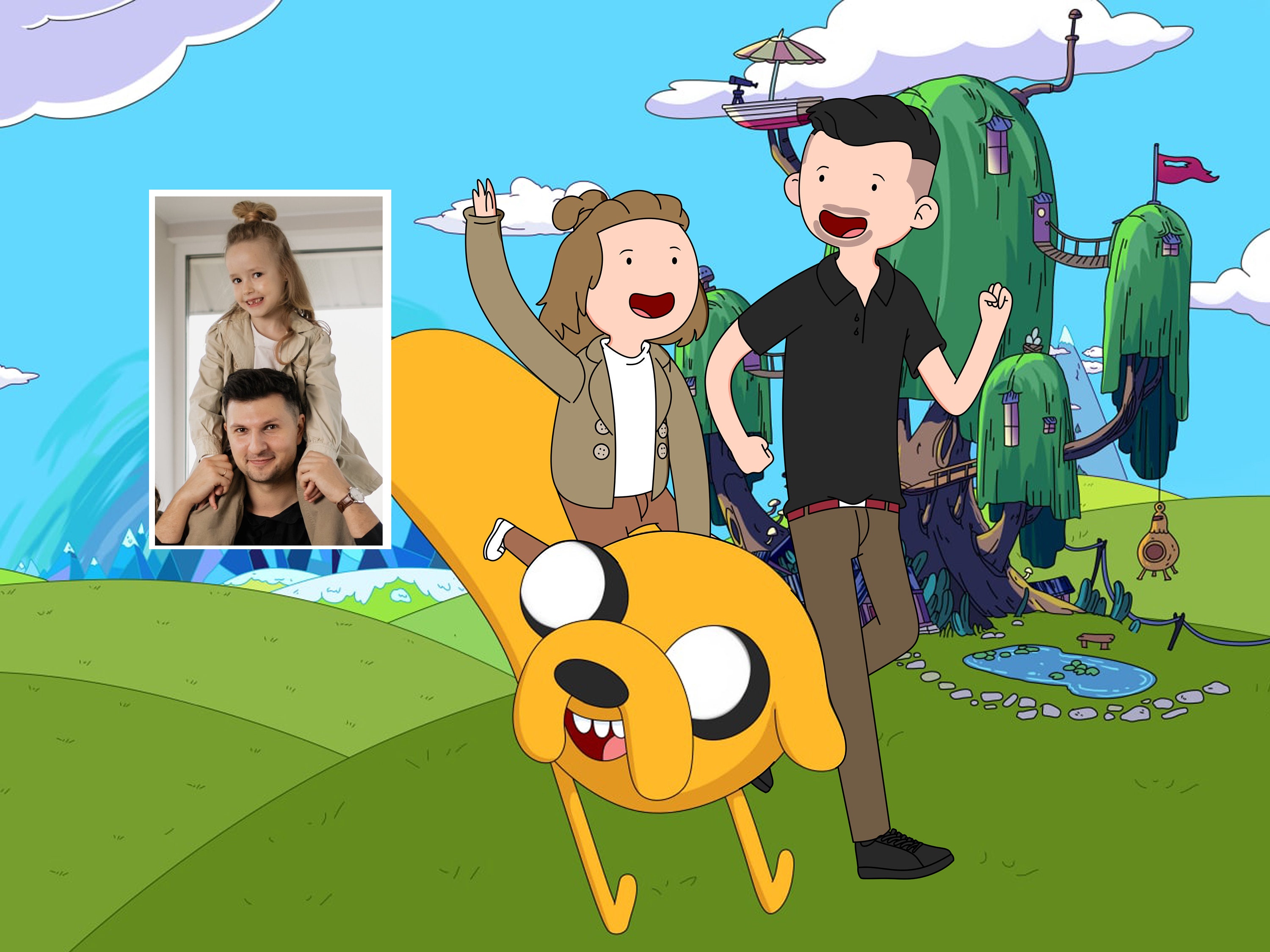 Adventure Time Portrait, Adventure Time Custom Portrait, Adventure Time Drawing, Father's Day Gift