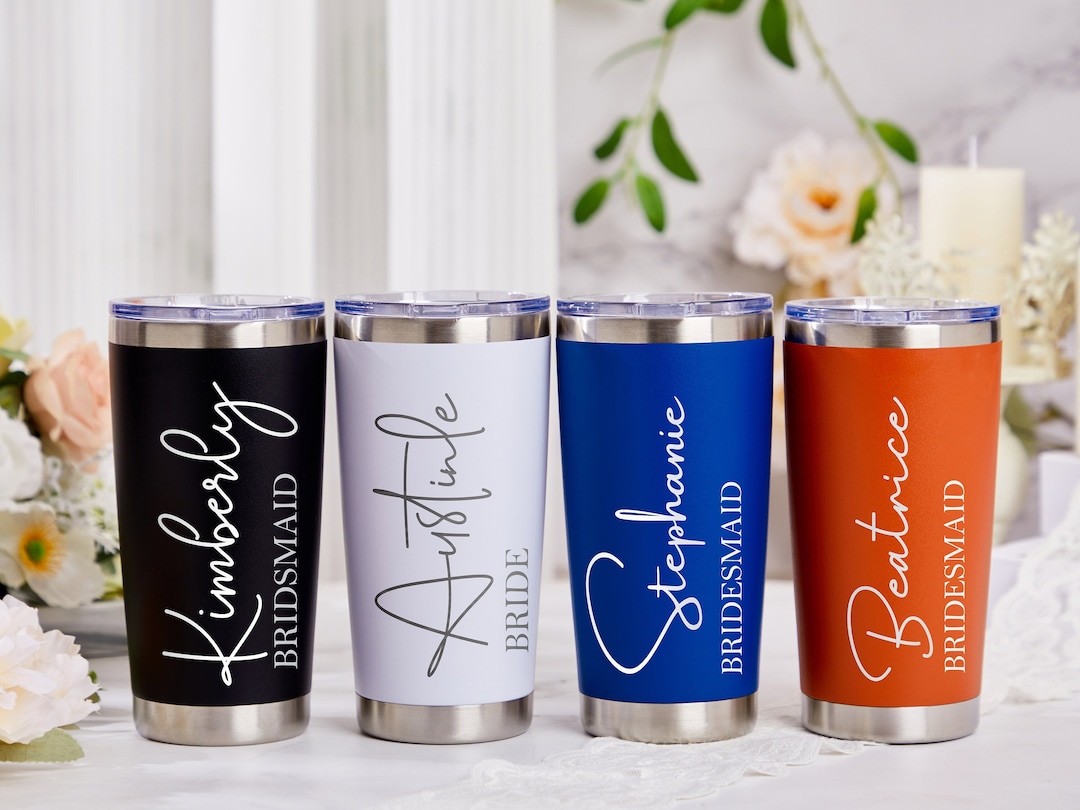 Custom Engraved Tumbler, 20oz Bridesmaid Tumblers, Maid of Honor Gifts