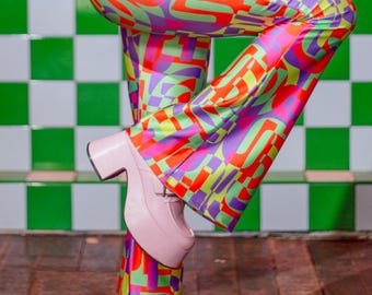 Retroscape Printed Flared Trousers