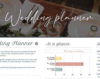 ALL IN ONE - 12 Tab Wedding Planning & Coordination, Wedding Budget Spreadsheet, To Do List, Guest List, Wedding Planner Google Sheets