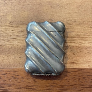Antique Silver-Plated Ripple Design Brass Vesta