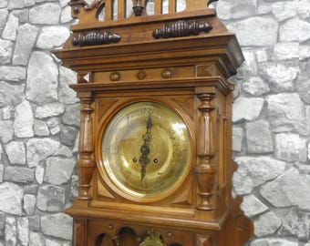 Antique Wooden Wall Clock German Antique Regulator Clock