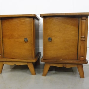 Pair Vintage Mid-century Bedside Tables Nightstands Table 1960s