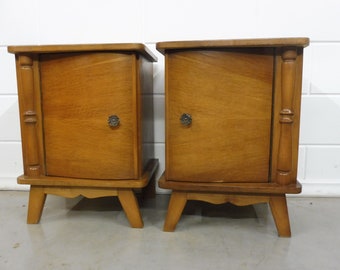 Pair Vintage Mid-century Bedside Tables Nightstands Table 1960s