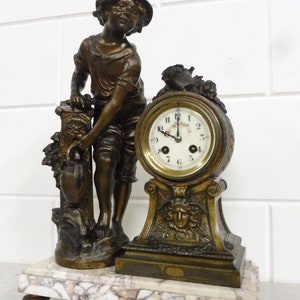 Antique French Mantel Clock Desk Clock Table Clock With marble