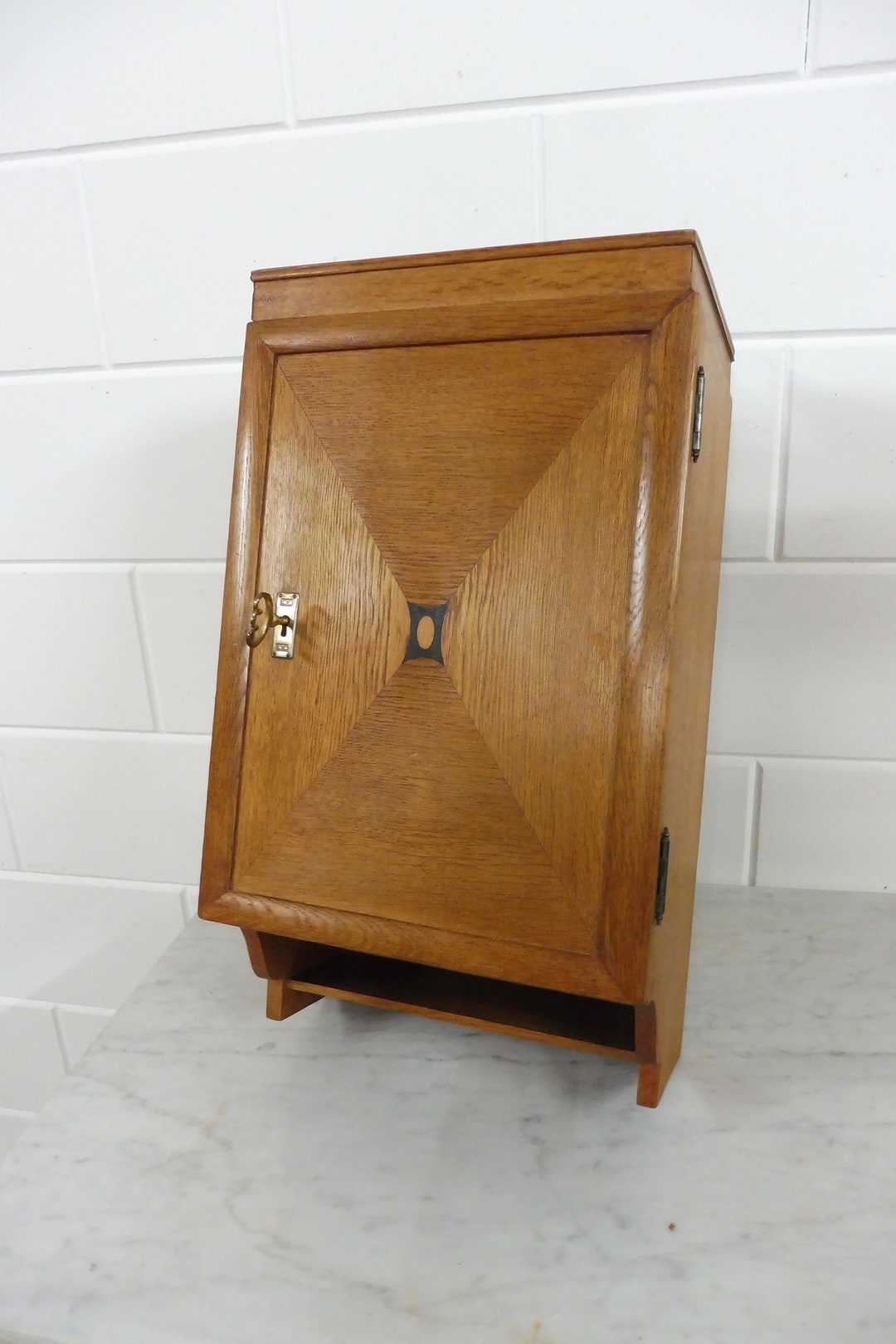 Antique Wooden Art Deco Wall Bathroom Hanging