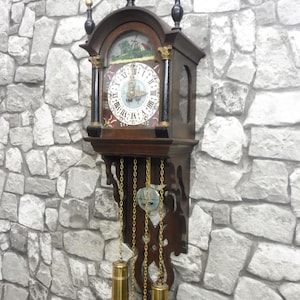 Niederländische Mid-Century-Wanduhr aus Holz, alte Uhr Warmink (Schippertje)