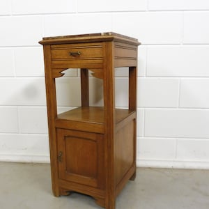 Antique Wooden French Bedside Cabinet Bedside Table Nightstand Marble Top Oak wood