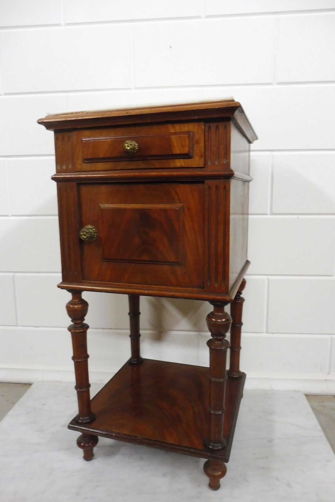 Antique French Bedside Table Nightstand Bedside Marble Top Etsy