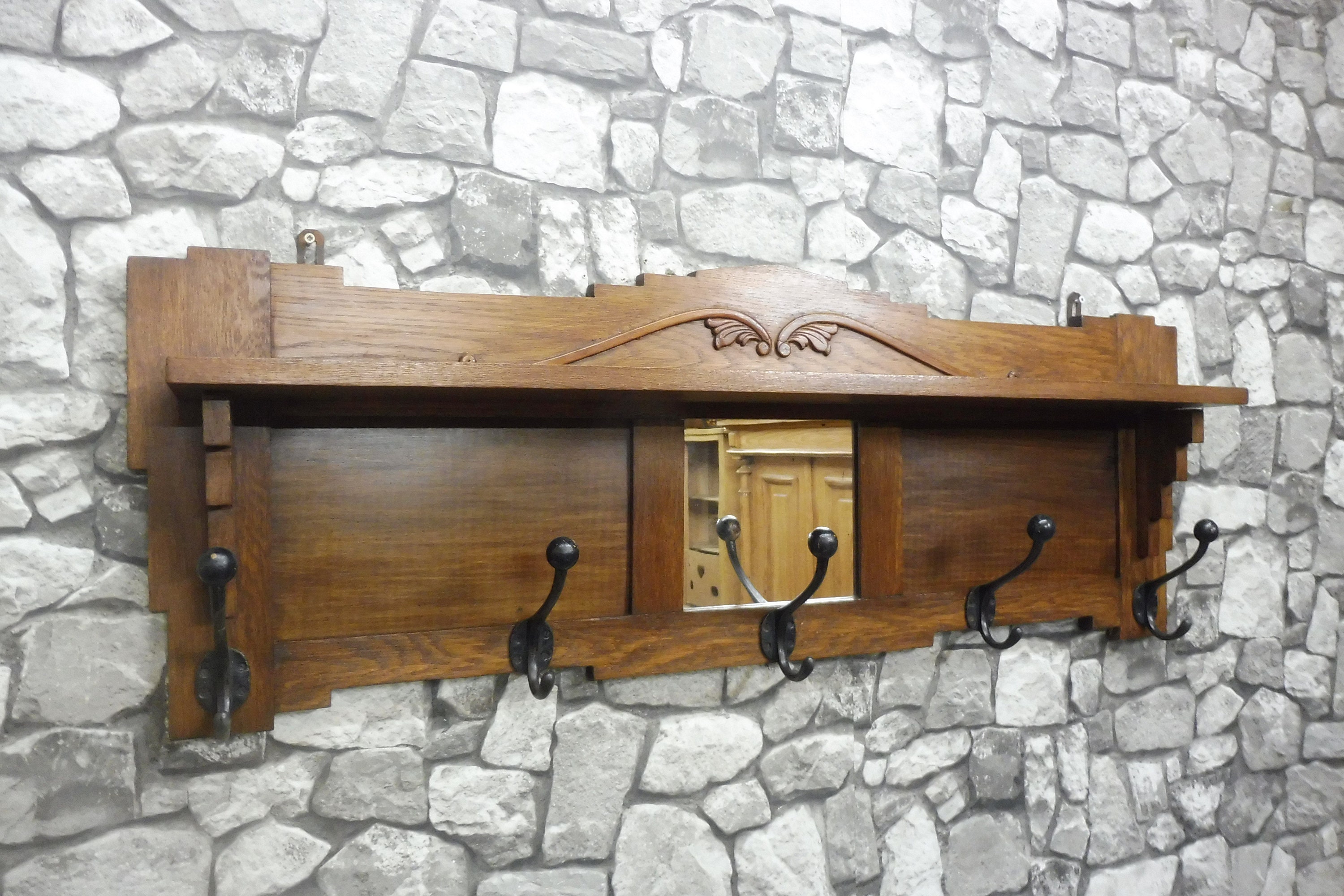 Antique Wooden Coat Rack Antique Hall Tree Wall Rack Art Deco - Etsy