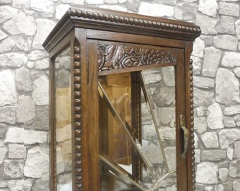 Vitrina de madera antigua para baño, botiquín de madera de roble