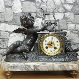 Antique French Mantel Clock Table Clock Restored