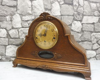 Beautiful Antique German Mantel Clock Desk Clock Westminster Chime Top condition