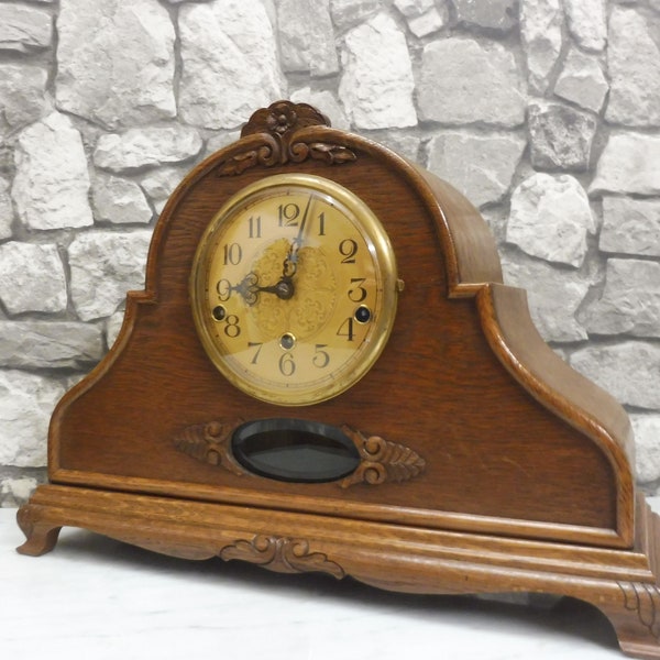 Beautiful Antique German Mantel Clock Desk Clock Westminster Chime Top condition