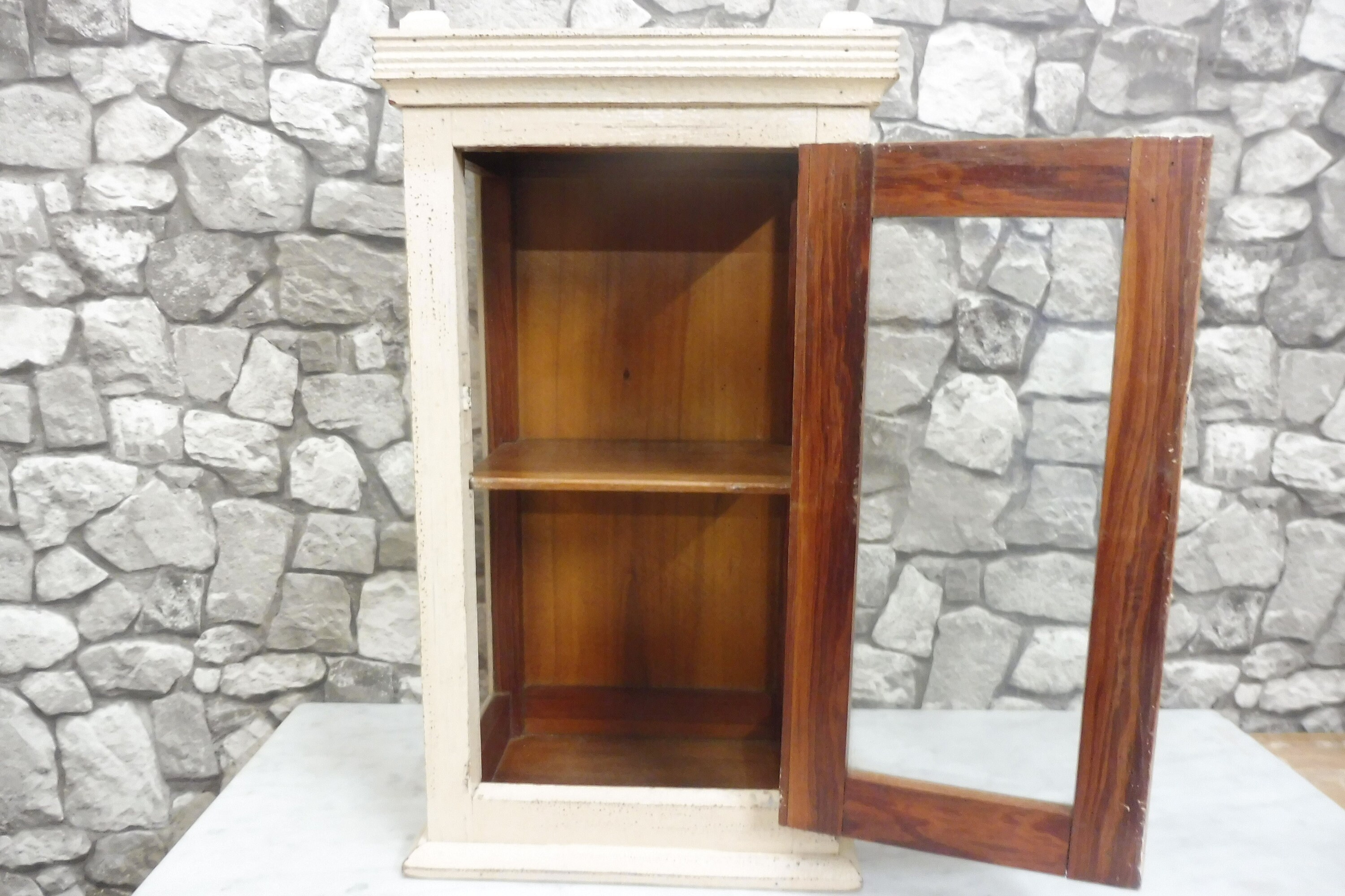 Antique French Wooden Wall Cabinet Showcase Bathroom Cabinet Shabby ...
