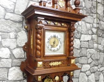 Antique Wooden Wall Clock Antique Regulator Old Clock German Clock
