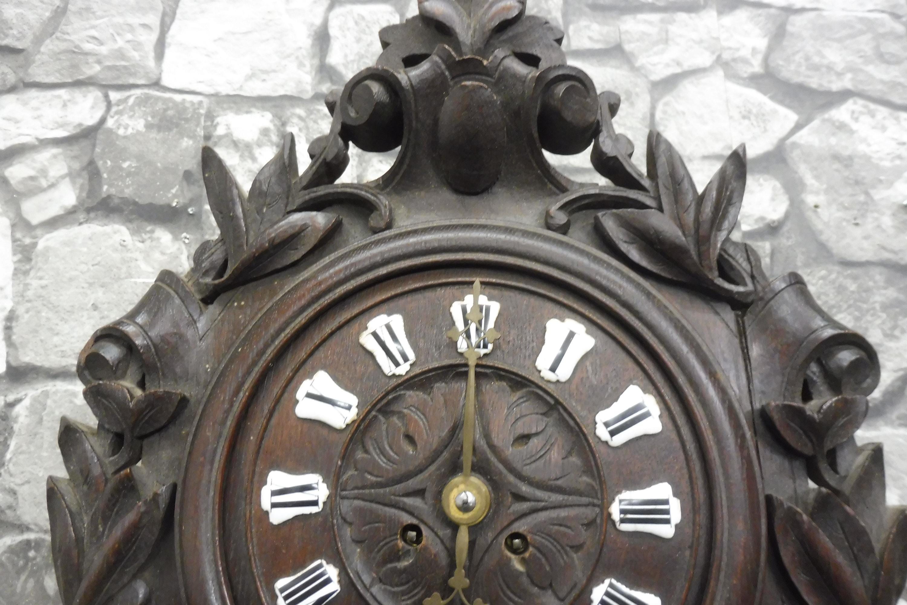 Antique Black Forest Wall Clock Wood Carving Antique Clock - Etsy