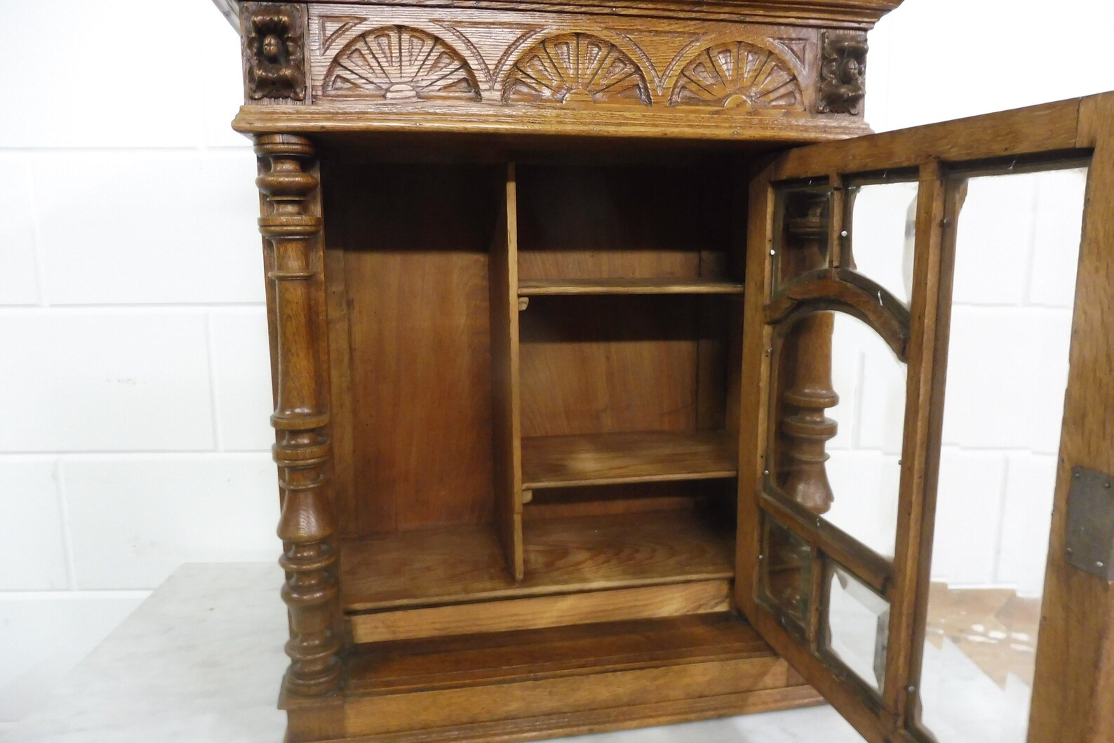 Antique Wooden Bathroom Cabinet Wall Cabinet Medicine Cabinet Oak Wood ...