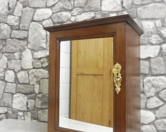 Antique wooden bathroom cabinet wall medicine cabinet with mirror