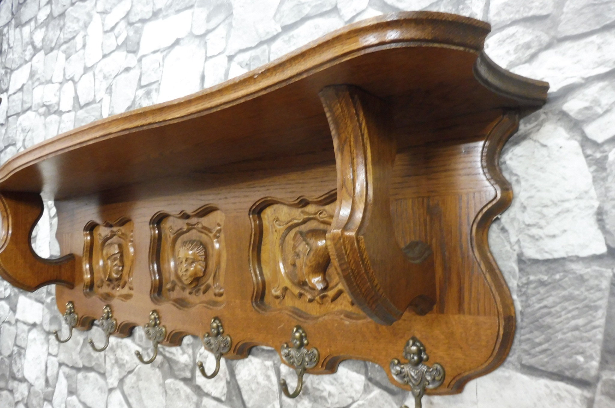 Beautiful Old Coat Rack Wooden Coat Rack Oak Wood Vintage Etsy