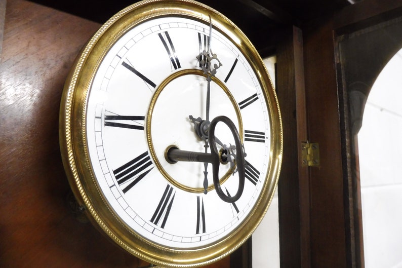 Wooden Antique German Wall Clock Regulator Clock Mahogany Wood Etsy