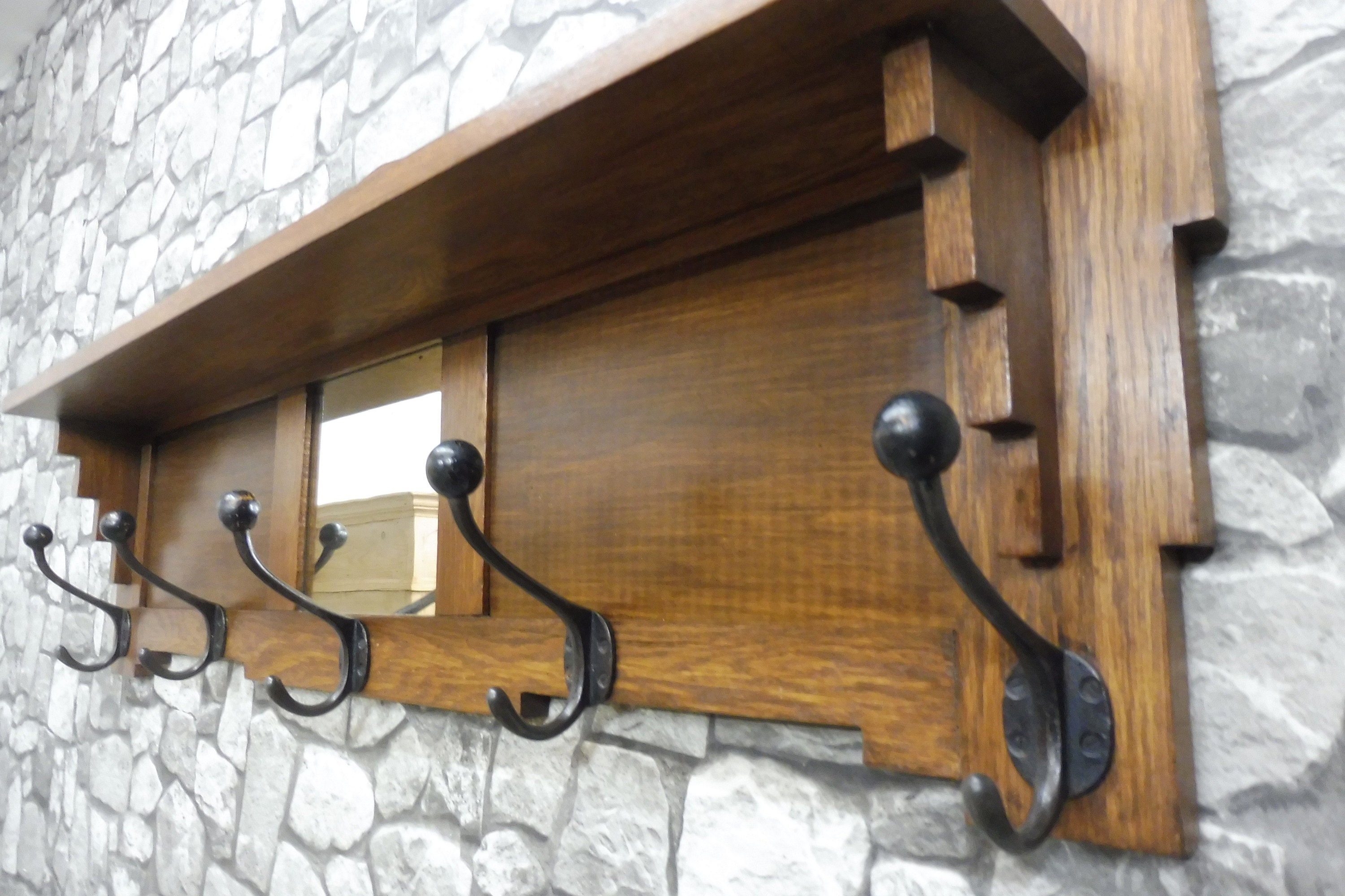 Antique Wooden Coat Rack Antique Hall Tree Wall Rack Art Deco - Etsy