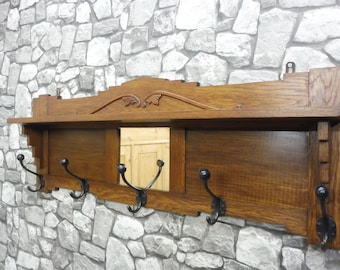 Cabide de madeira antigo, cabide de parede em formato de árvore, estilo art déco