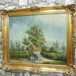 Mid Century Dutch Oil Painting on canvas Dutch farmer