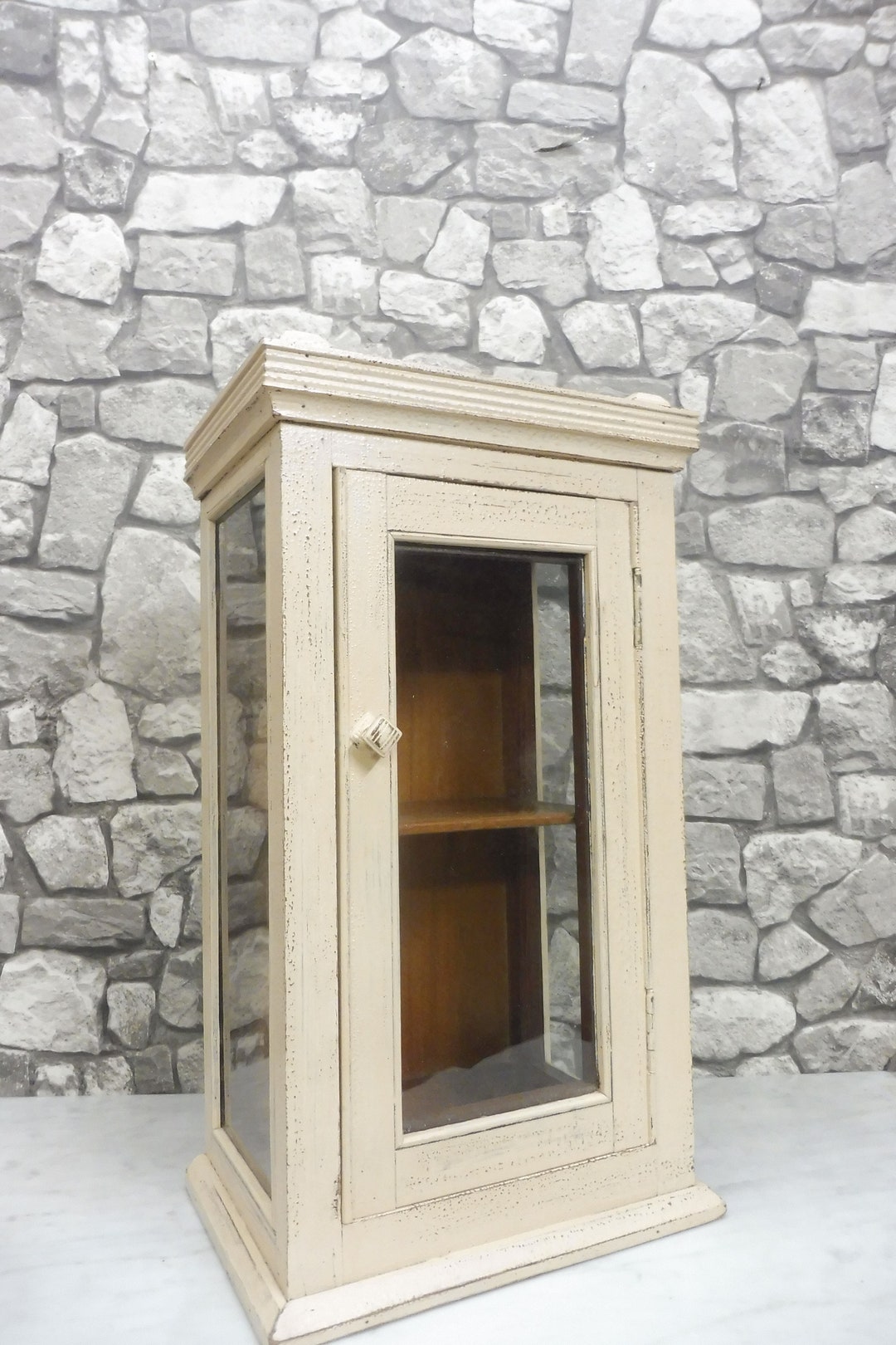 Antique French Wooden Wall Cabinet Showcase Bathroom Cabinet Shabby ...