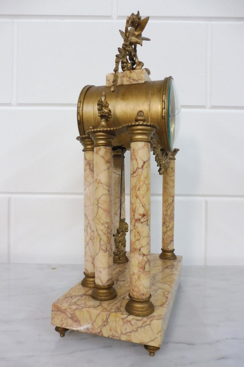 Antique French Mantel Clock Table Clock With Marble Top Etsy
