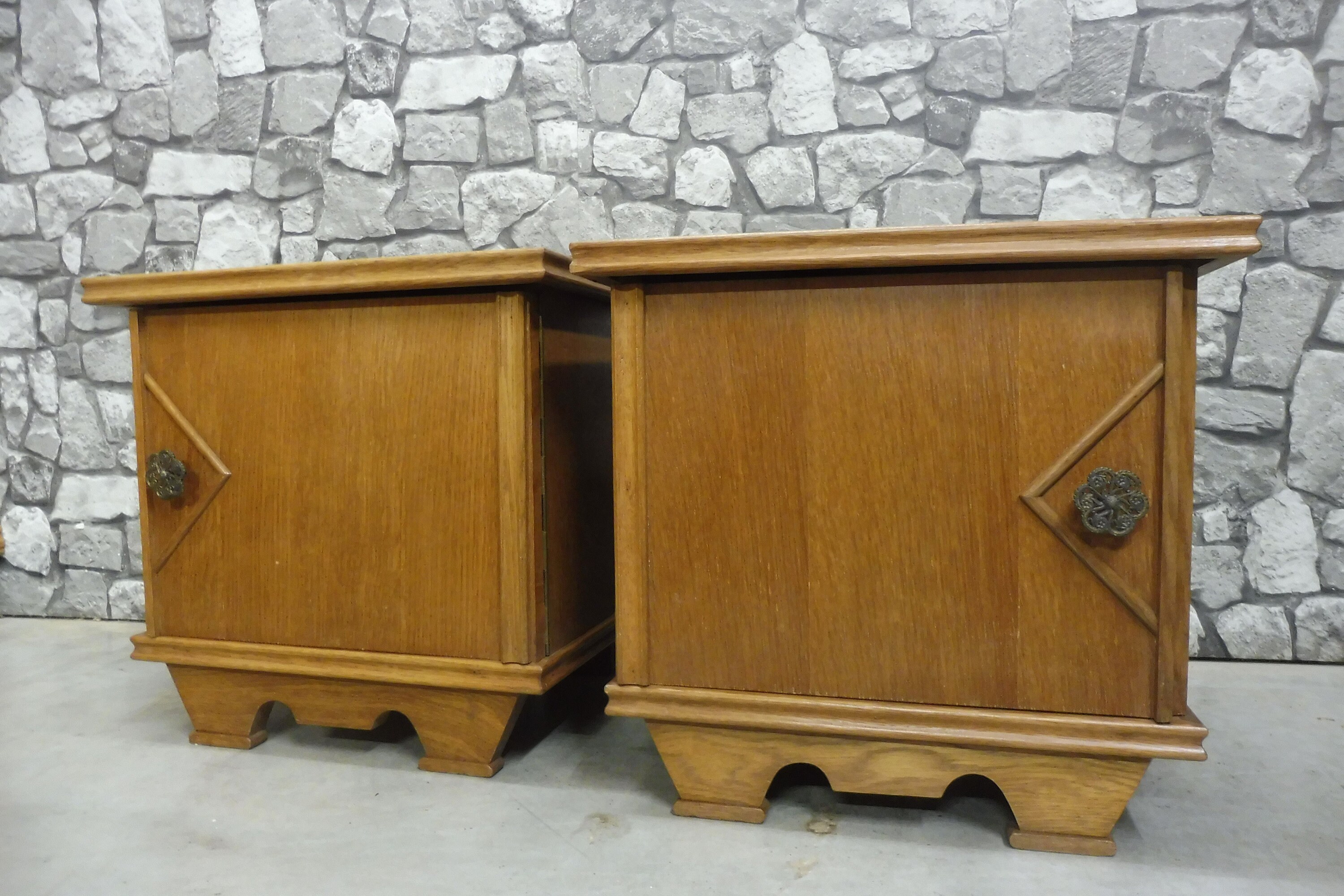 Wooden Mid Century Vintage Bedside Cabinets pair Bedside Table Restored