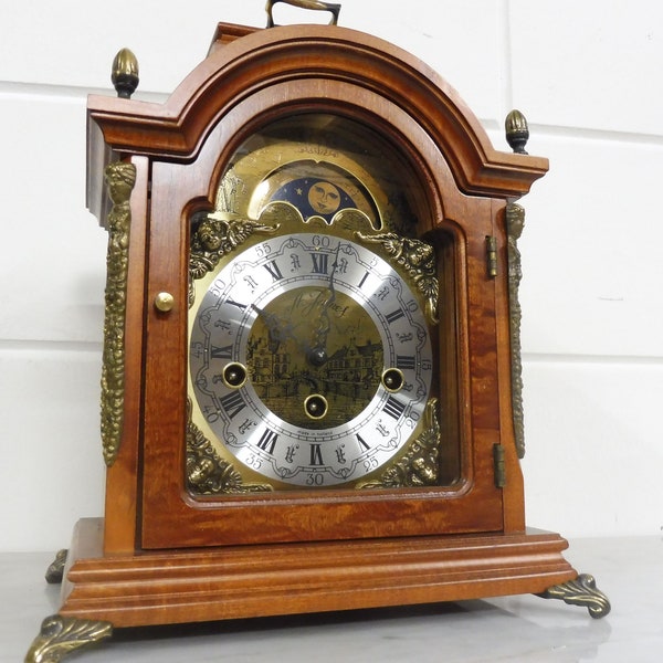 Mid-Century Vintage Dutch Mantel Clock Table Clock Westminster Chime