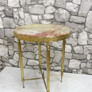 Mid Century Coffee Table Hollywood Regency Onyx Marble Plant Table