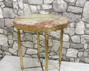 Stolik kawowy Mid Century Hollywood Regency Onyx Marmurowy stół roślinny