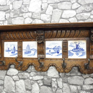 Beatiful Antique Wooden Coat Rack Oak Wood Wall Rack