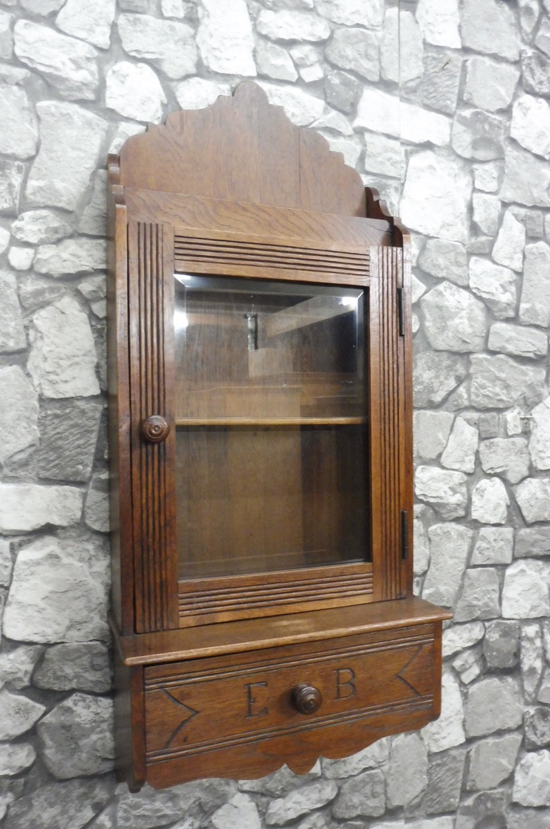 Antique Wooden Wall Medicine Oak Wood Etsy