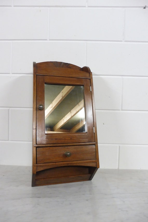 Wide Teak Glazed Wall Cabinet - Ca 1920 Wide Teak Glazed Wall Cabinet - Ca 1920