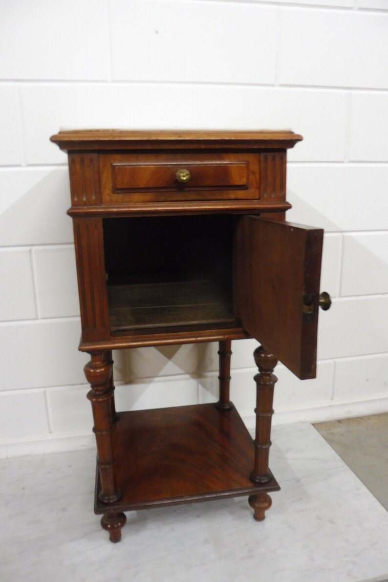 Antique French Bedside Table Nightstand Bedside Marble Top Etsy